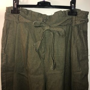 Ci Sono Army Green Paper Bag Pants